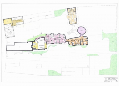 Uprostřed je divadelní sál s balkóny. Vpravo vedle něj je navženo podkrovní ubytování ve dvou přiléhajících budovách. Koncepce vychází ze společné komunitní práce na architektonickém modelu, který tvorbě těchto výkresů předcházel.