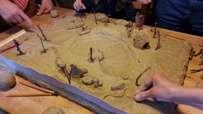 modelado de los alrededores del estanque