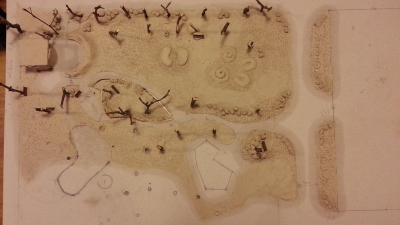 modelo elaborado de una parte del huerto escolar